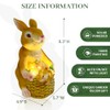 KOOY Easter Bunny Figurines Solar Garden Statues Yellow Rabbit Statue