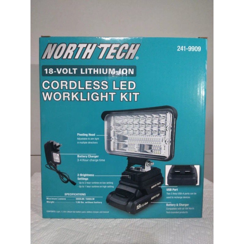 North Tech 18-Volt Cordless LED Work Light Kit