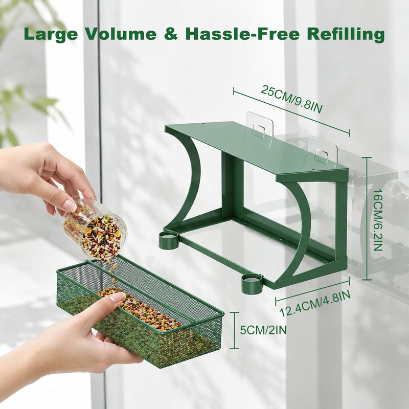 HOSUN 2-in-1 Bird Feeder for Windows and Hanging,Adhesive Hook Mount