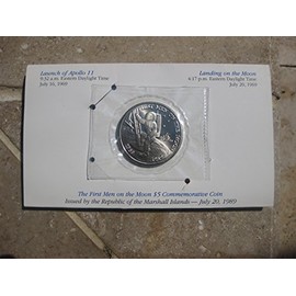 Marshall Islands 5 Dollars, 1989, 20th Anniversary - First Men on the Moon