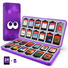 FUNLAB Switch Soft Case, For Switches, Soft Storage Case, Holds 24 Switch Cards & 24 SD Memory Cards, Pockets, PVE, Protective, Portable, Waterproof, Dustproof, Purple