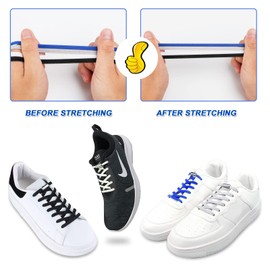 Fishing Fun 4 Pairs Elastic Shoelaces, Premium Universal Shoelaces Without Tying with Metal Capsules, Lazy Shoelaces for Runners, Children, Elderly, 110 cm Length, 1