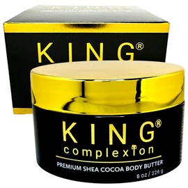 KING Complexion Organic Shea Cocoa Body Butter – Mens Christmas Gift - Nice Cocoa Smell - Not Too Greasy - Thick Cocoa Butter - Large 8 oz- Melanin Rich Skin - Black Owned Skincare - Mens Skincare