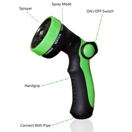 ROYALHOUSE Garden Hose Nozzle , 8 Adjustable Spray Patterns , High Pressure Washer Nozzle , Watering Lawn and Garden , Washing Cars , Bathing Dogs & Cats