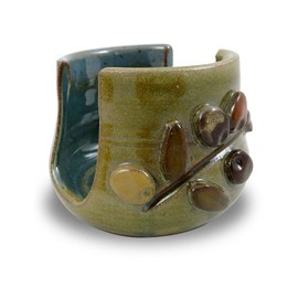 American Handmade Pottery Kitchen Sponge Holder, Mediterranean Olive Branch Motif