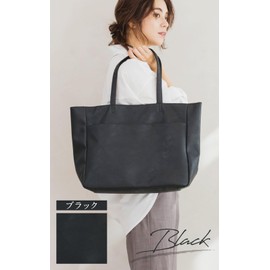 Miwoluna Women's Tote Bag, Business Tote, Large Capacity, A4, Lightweight, Pockets, Work or School, Business, Mother's Bag, Faux Leather, Black