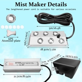 Mezurun Mezurun Ultrasonic Fogger 6 Head Ultrasonic Mist Maker,5000ml/H 200W Mist Maker Fogger,6 Head Ultrasonic Fogger Mist Maker,6 Head Ultrasonic Mist Maker fogger Ultrasonic Mister Fogger 6 Head Fogger
