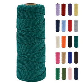 POPOYU Macrame Yarn 2 mm, Macrame Yarn Dark Green, Cotton Yarn 2 mm x 100 m, Cotton Cord Natural, Cotton Craft Cord for Crafts, Knitting, Boho Decoration, DIY Craft, Wall Hanging, Living Room