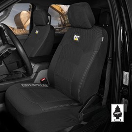 Yupbizauto Caterpillar Car Truck Seat Covers for Front Seats Set - Black Automotive Seat Covers Bundle with Air Freshener