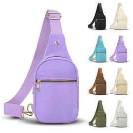 VOROLO Large Sling Bag,Crossbody Bags For Women and Men Chest Bag with Ajustable Strap Trendy Sling Cross body Bag Light Purple