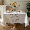 Oubonun Cotton Linen Rectangular Table Cloth, Wrinkle Resistant, Waterproof Tablecloth,