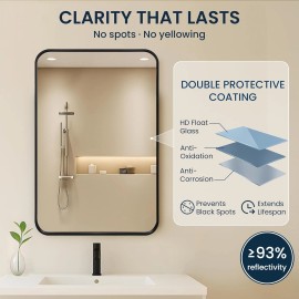 Unbranded 2 Matte Black Bathroom Mirrors 22"x30", Over Sink Vanity Mirror Set