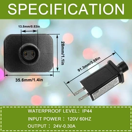 SIGANDG 24V 7.2W LED Transformer Replacement Class 2 Power Supply for Christmas String Light Inflatable Decorations LED Controller IP44 Waterproof Low Voltage