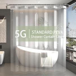 Poposa Shower Curtain Liner Clear- Premium PEVA Waterproof Shower Curtain with Rust-Proof Grommets and 3 Magnets, Standard Size Bathroom Shower Curtains