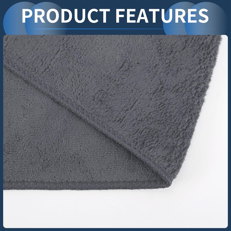 INFINAUTO Cleaning Cloths Towel,Car Drying Plush Cloth Absorbent Microfiber Grey,3pcs