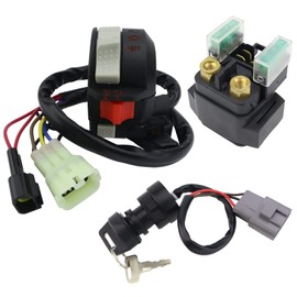 STABSOLI Left Handlebar Control Engine Start Run Off Headlight Switch & Solenoid Relay & Ignition Switch for Yamaha Grizzly 660 YFM660 2002-2003 Kodiak 400 YFM400 2002, 5LP-83973-01-00