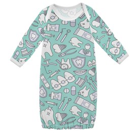 Vozoza Dentist Toothbrush Green Baby Boy Girl Sleepsuit Cotton Sleeper Gown Newborn Pajamas Nightgowns Infant Clothes, 6-12 Months, 1-Pack