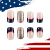 24Pcs 4th of July Press on Nails Blue French Tips