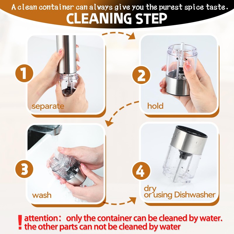 Electric Pepper Grinder & Salt Mill - Battery Operated Stainless