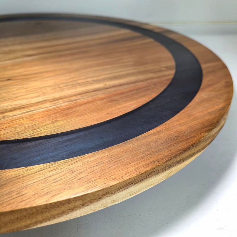 chicapica 16" Lazy Susan – Acacia Wood & Resin Turntable,