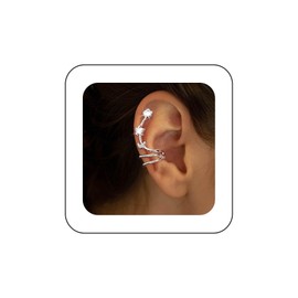 Jugielu Vintage Crystal star Cuff Wrap Earrings Silver moon Crystal Ear Cuff Earrings CZ Cuff Hoop Earrings Rhinestone Ear Climber Earrings Non Piercing Ear Clip Earrings Jewelry for Women