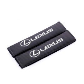 Lexus Seat Belt Cover, Seat Belt Pad, Seat Belt Shoulder, Shoulder Pat, Leather, Embroidered, Carbon Style, Set of 2, Universal (LE-XUS)
