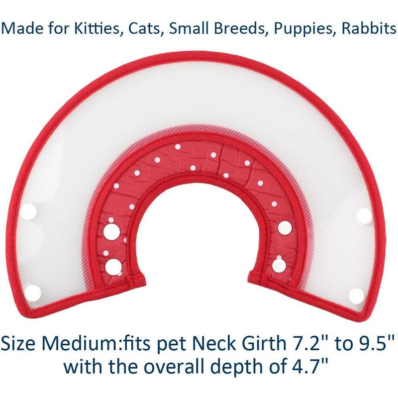 Pet Plastic Clear Cone Recovery E-Collar with Dots Design, Soft