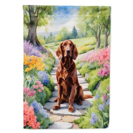 Caroline's Treasures DAC6649GF Irish Setter Spring Path Garden Flag Mailbox Flag Decorative Yard Flag Banner Outside Patio Artwork Yard Flower Beds, Garden Size, Multicolor