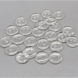Plain Round 2-Hole Resin Buttons, 18mm 28L Pack of 25, Durable Clear Transparent Buttons for Sewing, Knitting, and Crafts