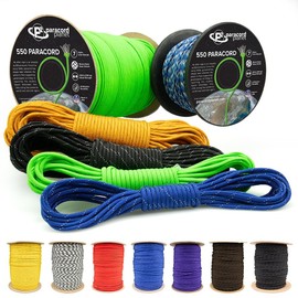 Paracord Planet Reflective 550lb Paracord – 7 Strand Type III Cord for Hiking, Camping, and Fishing – Black & Orange, 100 ft