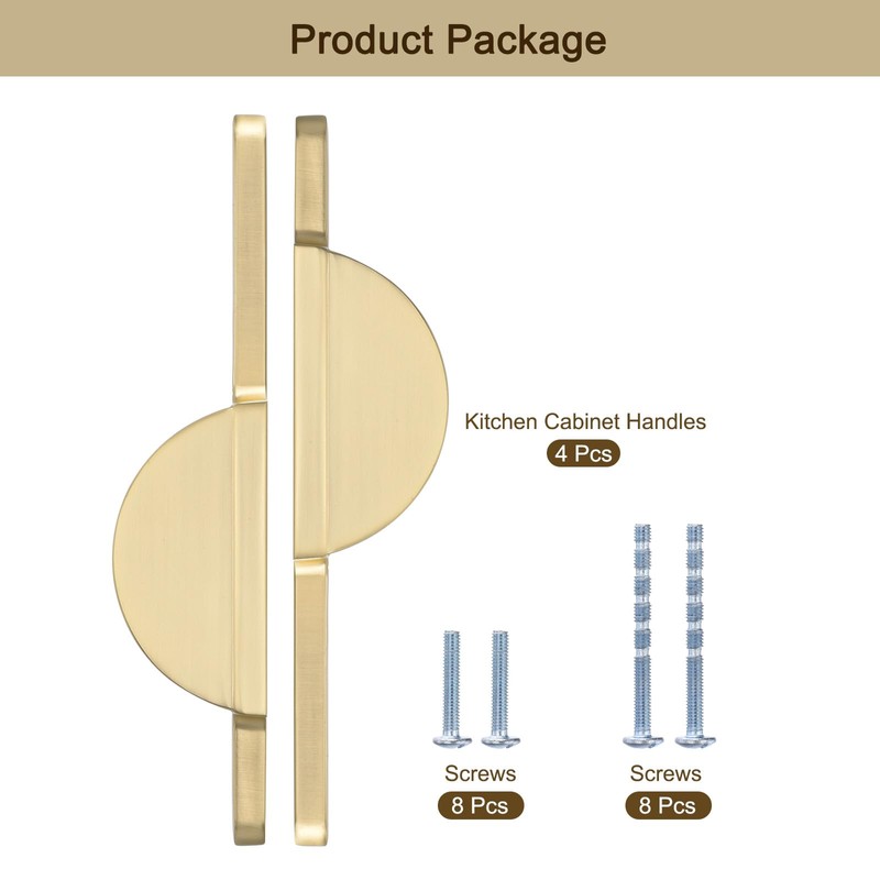 sourcing map 4 Pack Brushed Gold Cupboard Pulls, Semicircle Kitchen