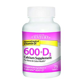 21st Century Calcium 600+D3 Tablet 600mg-800U 75 Count (2 pack)