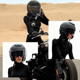 1Storm Motorcycle Open Face Helmet Scooter Classical Knight Bike Dual Lens/Sun Visor Glossy White