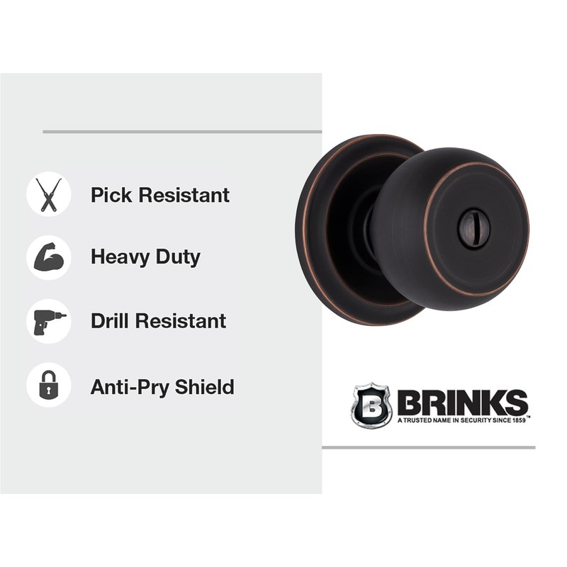 BRINKS - Stafford Privacy Locking Door Knob Set Bedrooms Bathrooms,
