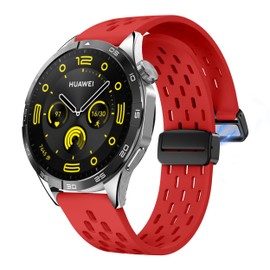 LYSMVIVI Sport Watch Band 18mm 19mm 20mm 22mm Quick Release Silicone Magnetic Sweatproof Breathable Watch Band for Men Women, Soft Silicone Sport Watch Strap - Red