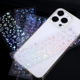 Oruola 24 Sheets Holographic Sticke Paper,Holographic Laminate Sheets Butterfly Bubbles Snowflake Star Musical Chain,Clear Resin Stickers for Water Bottles Laptop Planner Album Scrapbook Journal