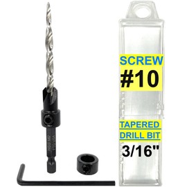 FTG USA Countersink Drill Bit for Wood with Tapered Drill Bit #10 (3/16")