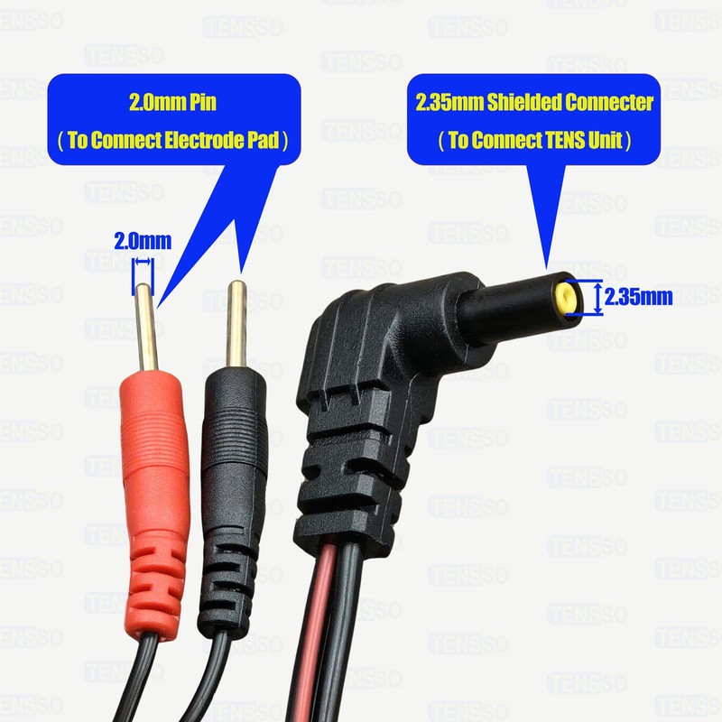 TENS Unit Replacement Lead Wires: 5 Pieces TENSSO 2.35mm Plug