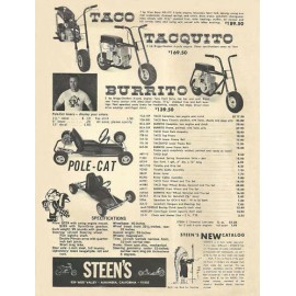 Steens Vintage 1960's Steen's Taco, Taquito and Burrito Mini-Bike Ad - 3 Bikes!