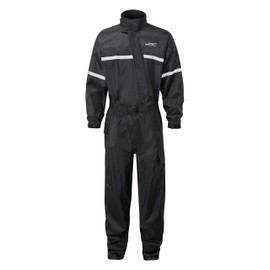 JDC Motorcycle Waterproof Rain Suit Over Suit 1PC - SHIELD - Black - L - Regular Leg (32")