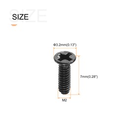 METALLIXITY Flat Head Machine Screws (M2 x 7mm) 150pcs, Carbon Steel Phillips Screws -for Home Office Appliance Equipment 3C Equipment Products，Black