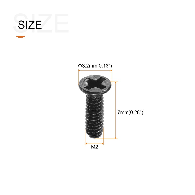 METALLIXITY Flat Head Machine Screws (M2 x 7mm) 150pcs, Carbon