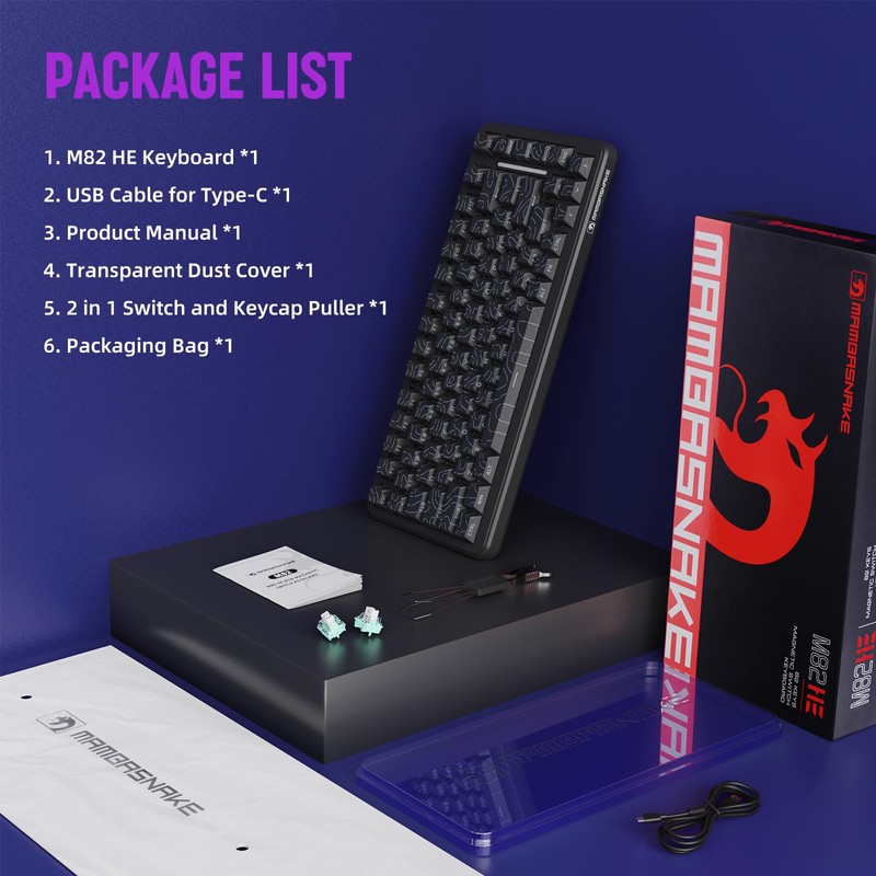MAMBASNAKE M82 HE Hall Effect Keyboard, 8Khz Polling 0.01mm Adjustable