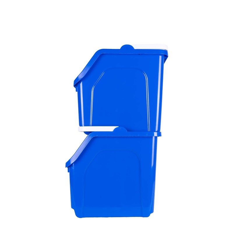 Recycling Rules! 6 Gallon Stackable Recycling Bin Container in Blue,