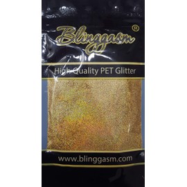 Blinggasm Premium Solvent Resistant Polyester Glitter 3.5 oz by Weight .008 or .015 for Tumblers Decoration Crafts Nails Cosmetics Body Paint (Holographic #3 LB200A Diamond Gold, .015 (1/64") 3.5 oz)