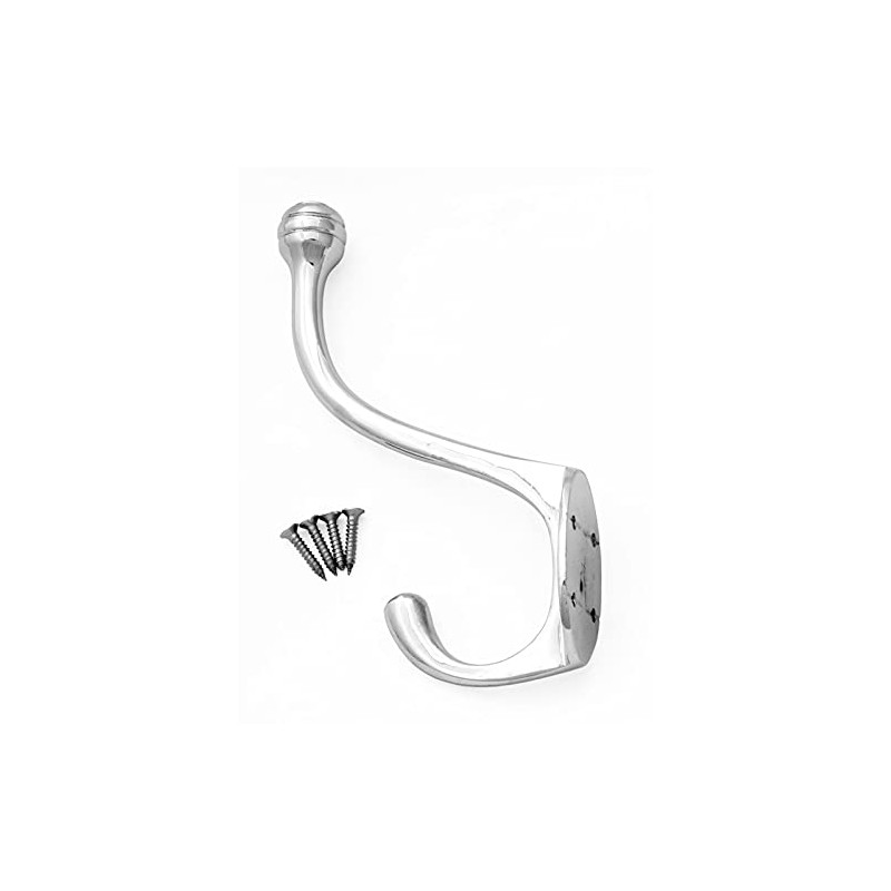 Castelion® Large Chrome Single Hook | Victorian Hat and Coat