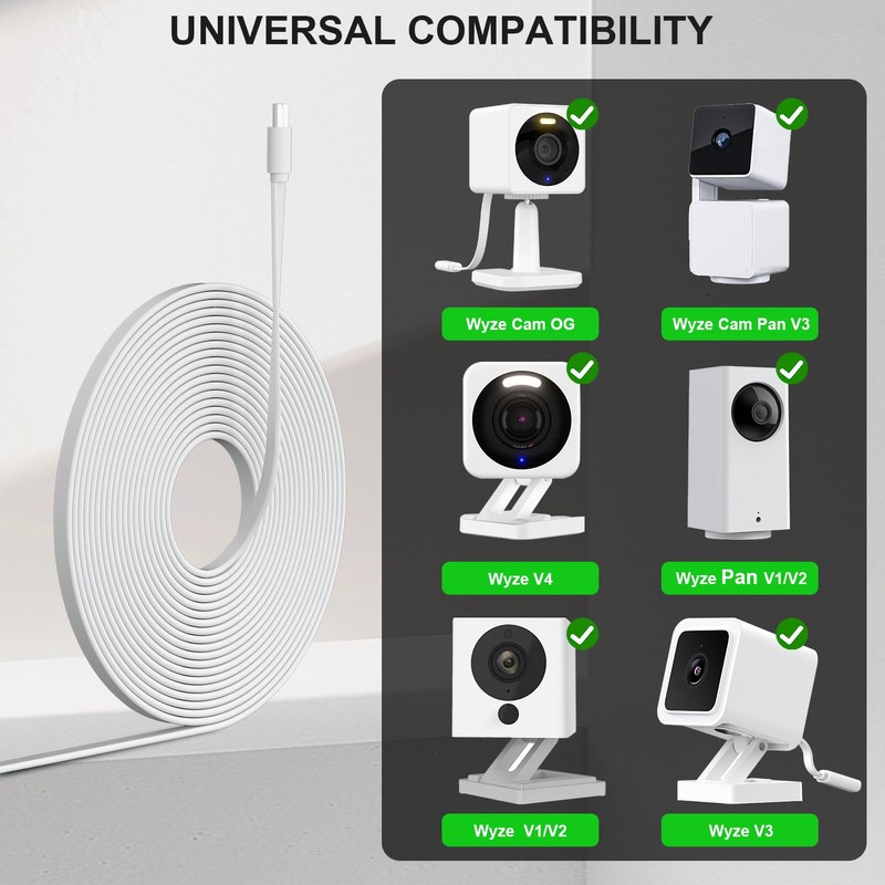 UYODM 13Ft/4m Outdoor Power Adapter for Wyze Cam Pan v3,