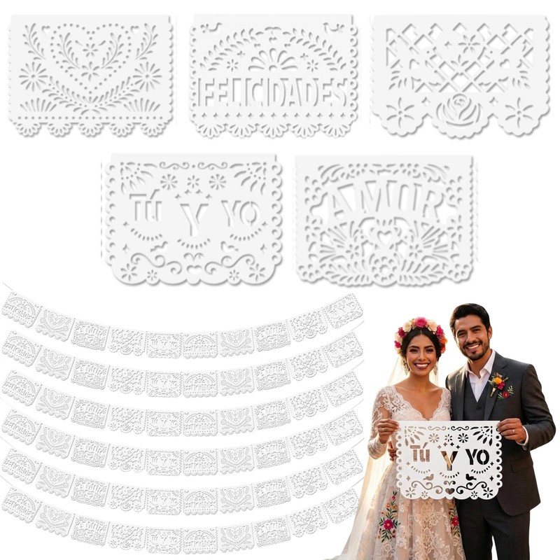Fullhawl 6 Pack 120 ft White Cielito Lindo Party Decoration