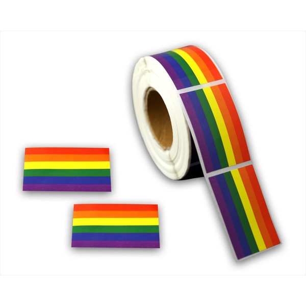 Rectangle Rainbow Stripe Stickers (1 Roll - 500 Stickers) - Support The LGBTQ Cause