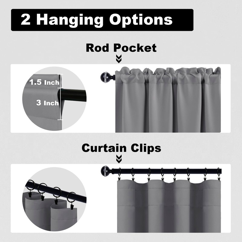 DWCN Grey Curtains for Small Window, Bedroom, Living Room, Kitchen,